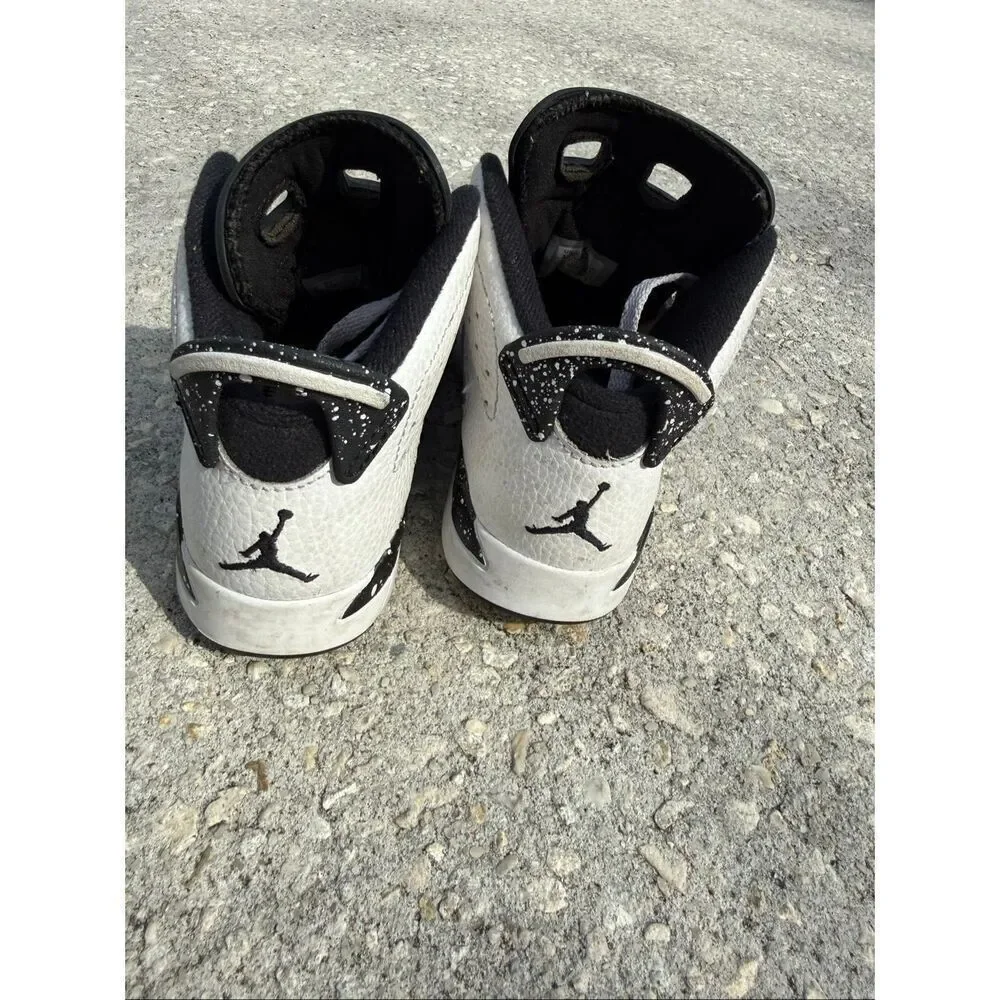 Jordan 6 Retro Sneakers White Black Reverse Oreo Basketball Little Kid Size 12C